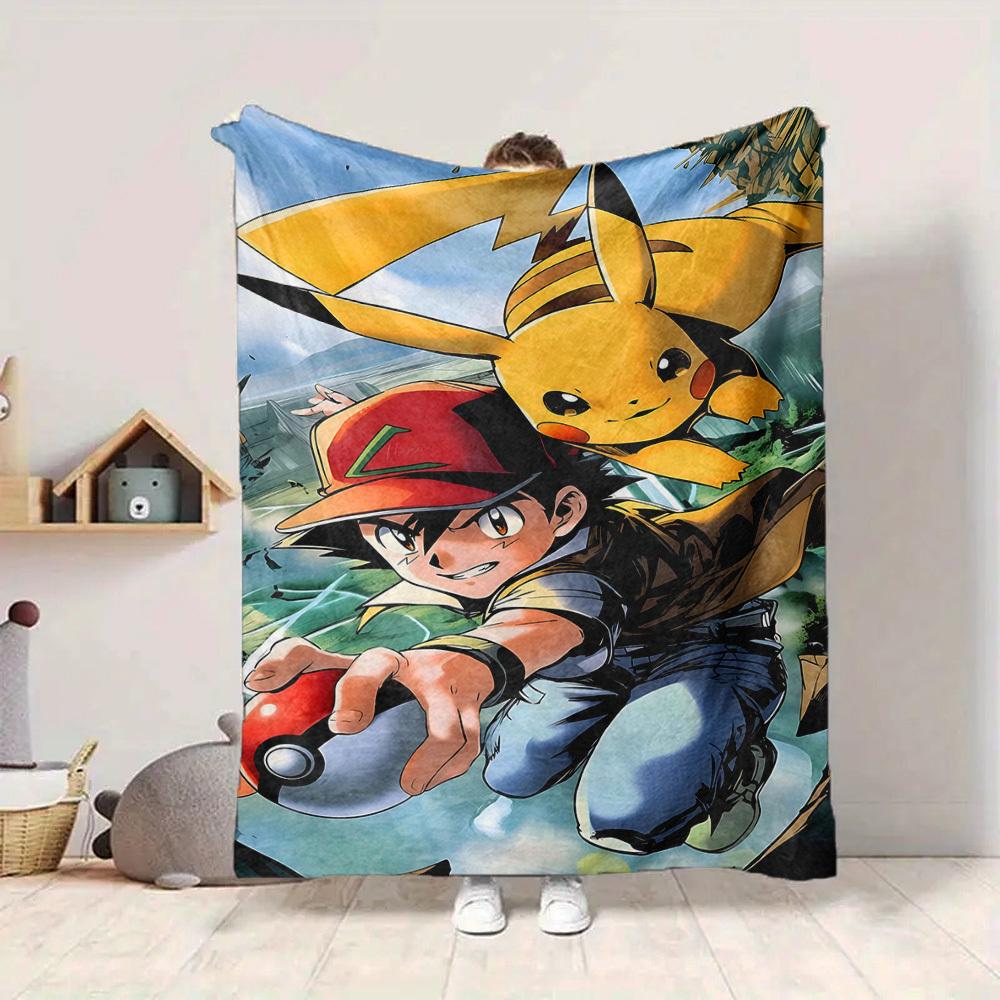 1pc Pokémon Trainer Pikachu Soft & Warm Flannel Blanket, Multi-Purpose Throw Blanket for Couch, Sofa, Office, Bed, Camping, Travel