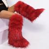 Cross-border Y2k Imitation Raccoon Fur Boots Long Tube Winter Ladies Winter Imitation Fur Fox Snow Boots Tall Boots