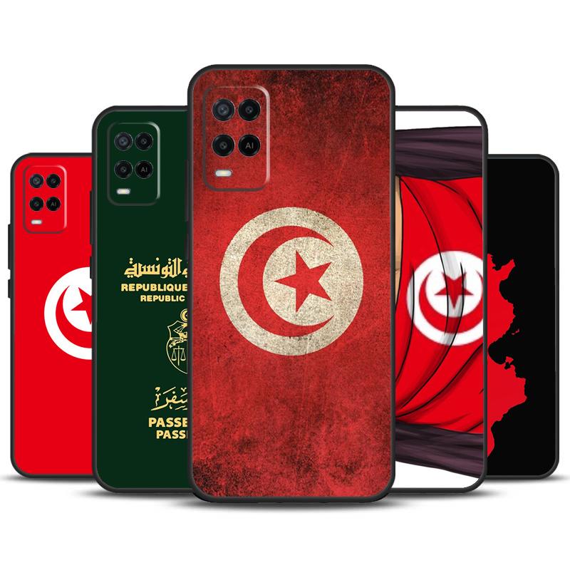 Tunisia Flag Map For OPPO A74 A94 A54 A58 A78 A98 A5 A9 A53 A15 A52 A72 A17 A57 A77 A16 A76 A96 A57S Case