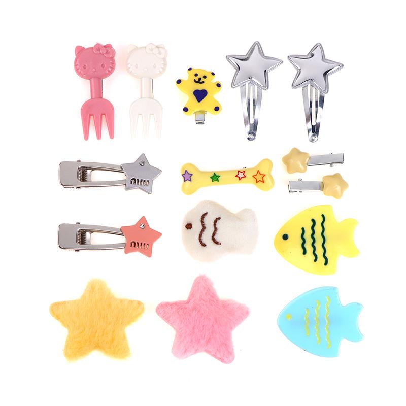 15 шт./компл., милая заколка для волос для девочек-студенток, плюшевые звездочки, милая рыбка, сушеная заколка для волос, челка, боковая заколка
