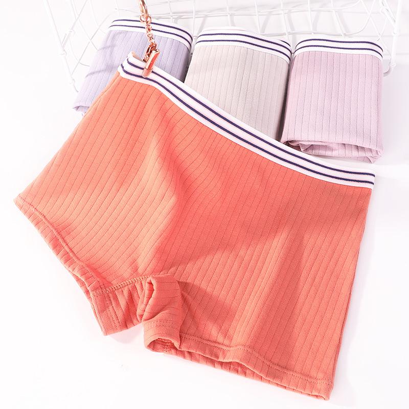 Большие размеры женские дышащие полосатые однотонные простые бесшовные трусы-боксеры