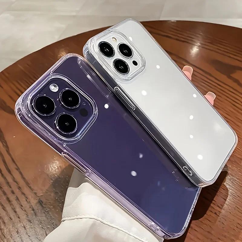 Ультратонкий прозрачный акриловый чехол для телефона для iPhone 16 15 14 Plus 13 12 11 Pro Max Задняя крышка телефона Прозрачный противоударный чехол