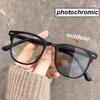 Outdoor Photochromic Eyeglasses Classic Vintage Retro Color Changing Oval Framed Sun Eyeglasses Unisex Design for Women Men Sun Shade Anti-UV Eyewear