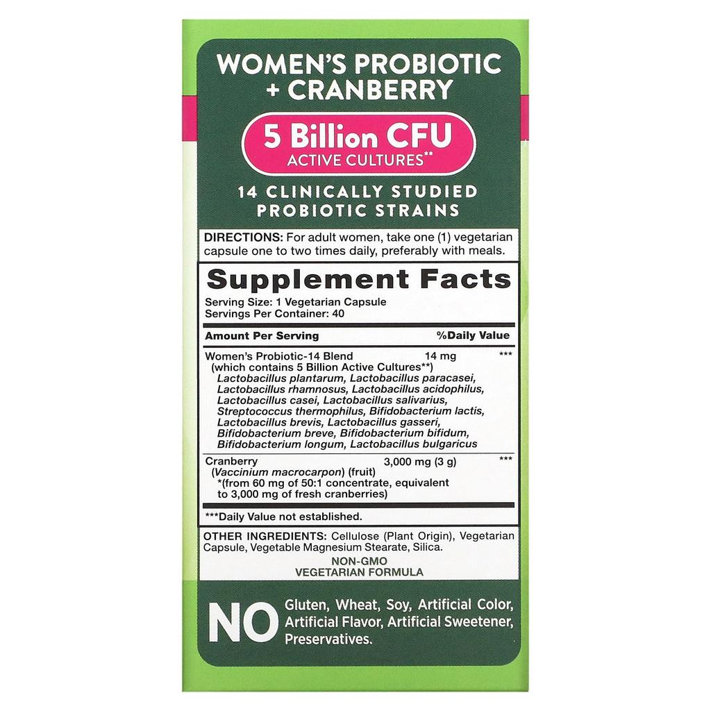 Nature's Truth Women's Probiotic + Cranberry, 40 Veggie Capsules