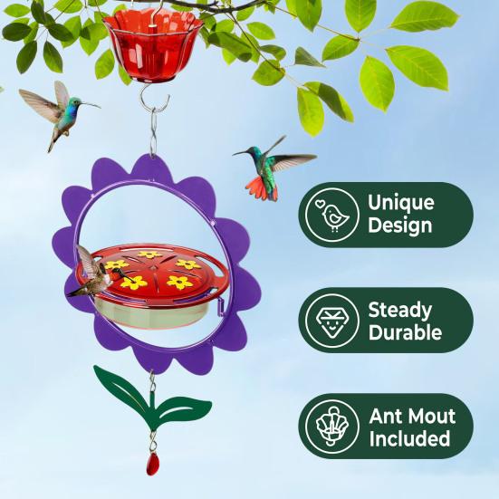 Кормушка для колибри, подвесная, наружная, цветочный дизайн, кормушка для диких птиц, нектар, ров для муравьев, для декора патио на заднем дворе