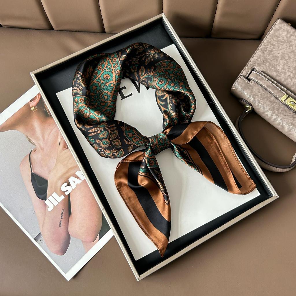 Шелковый шарф женский модный универсальный высокий смысл 70 квадратный шарф защита шеи шарф ретро шарф сумка