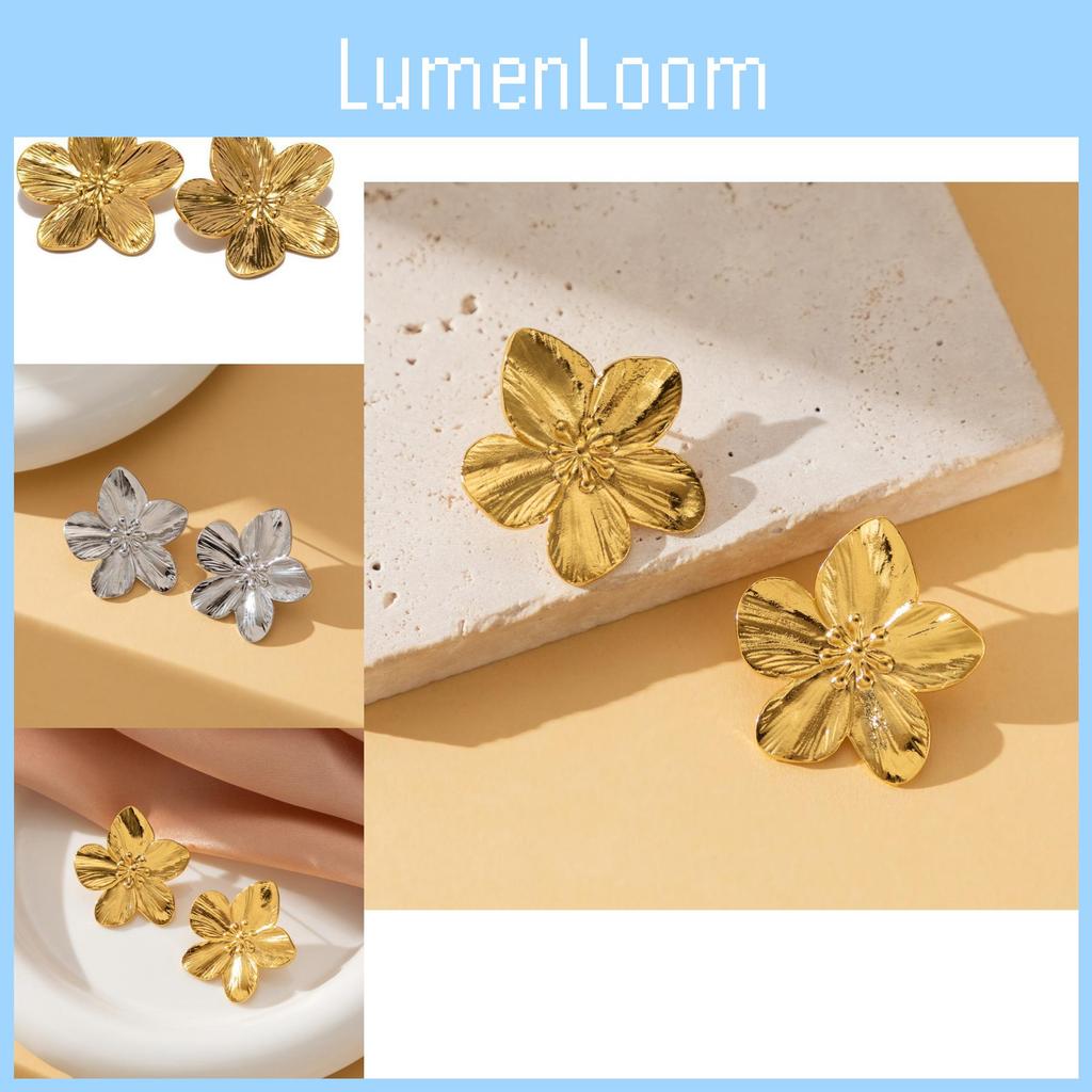 Chic Ins Style Gold Alloy Floral Earrings For Women Perfect For Any Occasion
