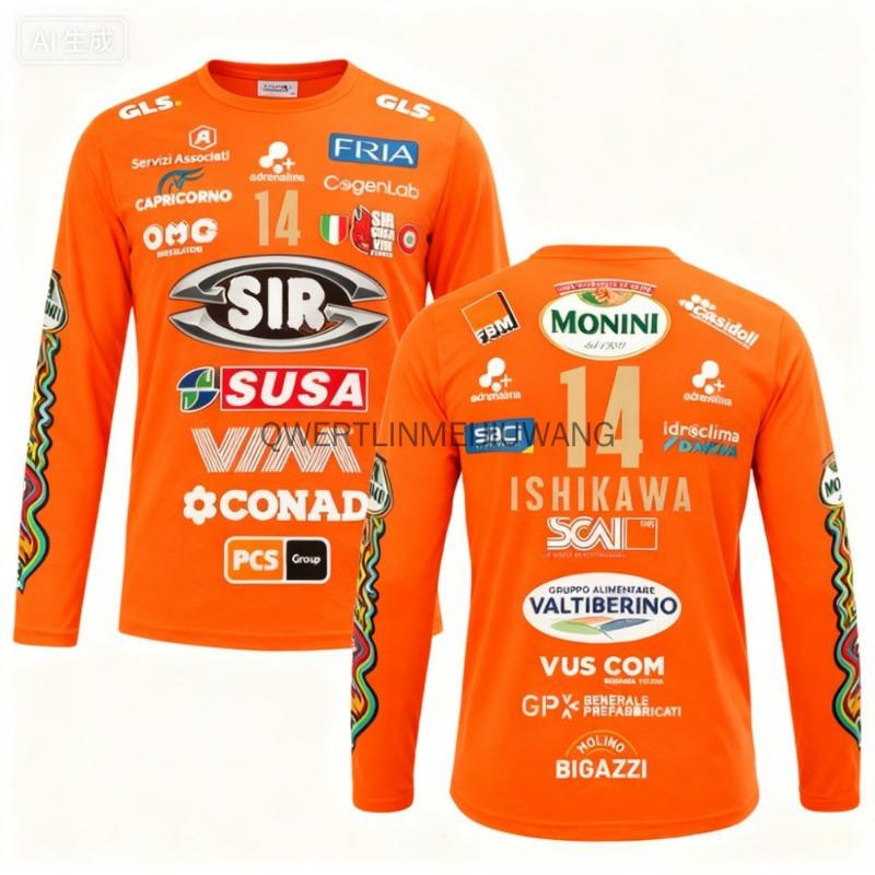 Syl Safety Perugia 2025 №14 Волейбольная футболка - Необходимая уличная дышащая футболка с длинным рукавом большого размера для осени и пляжа