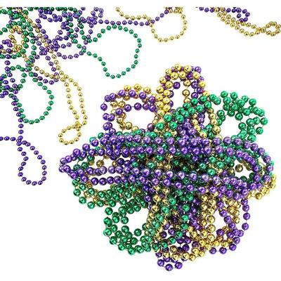 30 шт. ожерелий из металлических бусин Mardi Gras, 31 дюйм, бусины Mardi Gras, металлические цвета, золото, зеленый, фиолетовый, для костюмированной вечеринки на Хэллоуин Mardi Gras