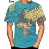 2023 World Map 3D Print T-Shirt Men's/Women's Casual  Short Sleeve Round Collar T-shirt Street Personality Tees