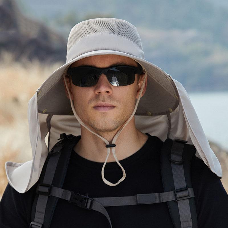 Мужская летняя панама с шейным клапаном, дышащая сетчатая рыбацкая шапка, уличная женская складная шляпа от солнца с защитой от УФ-лучей, Панама, походные шапки