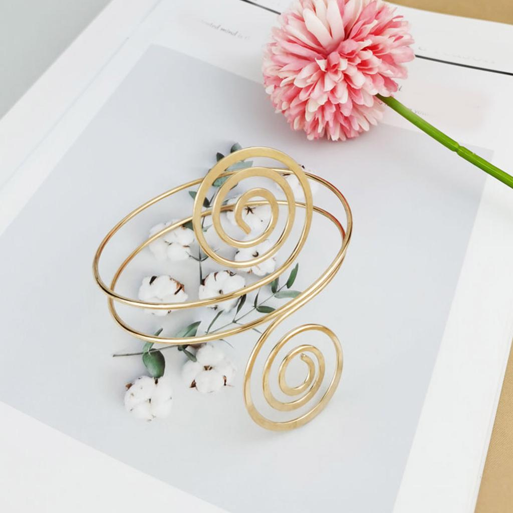 Upper Arm Bracelet Metal Coil Swirl Spiral Shape Armband Cuff Fashion Simple Arm Bangle Armlet Adjustable for Women Girl