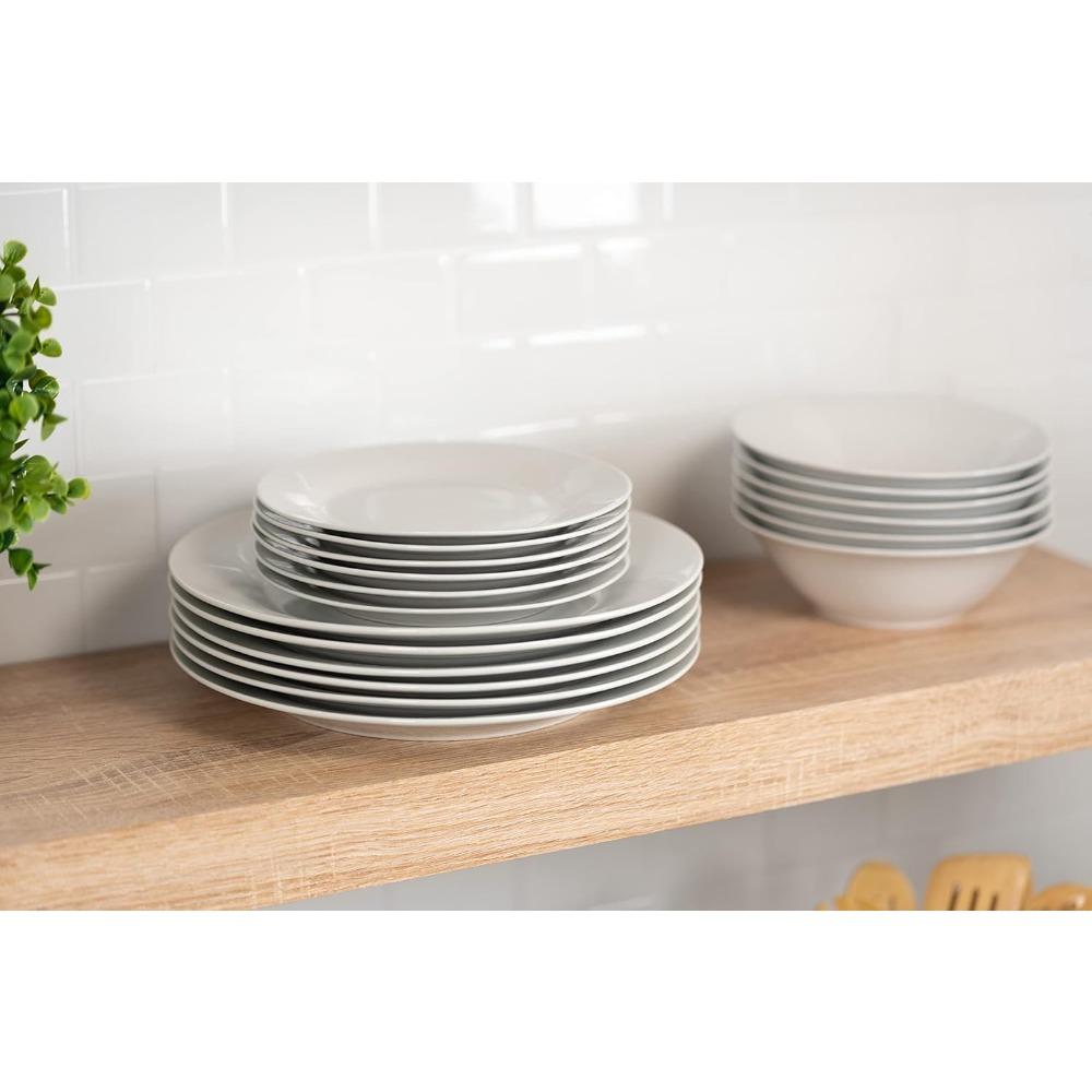 Наборы тарелок и мисок на 6 персон, устойчивые к сколам и царапинам, небьющиеся современные наборы посуды, пригодные для посудомоечной машины и микроволновой печи, наборы столовых приборов