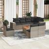 VidaXL Garden Lounge Set 9 Pcs with Grey Cushions Wicker 3225486