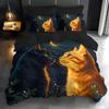 Bedding Set With Digital Print Dreamy Cat Silhouette Design Theme Full Polyester Fleece Digital Printed Duvet Cover Set