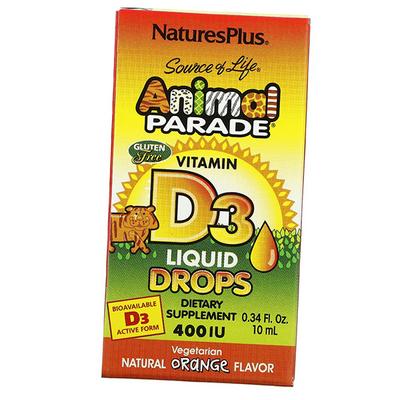 Витамин Д3 в каплях для детей, Animal Parade Vitamin D3 Liquid Drops, 10мл Апельсин (36375184)