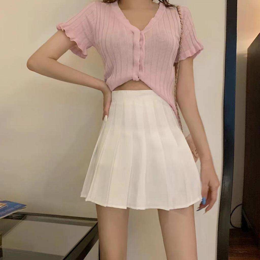 Коричневая юбка, женская летняя одежда, женская высокая талия, Harajuku, черная мини-плиссированная юбка в корейском стиле для школьной формы