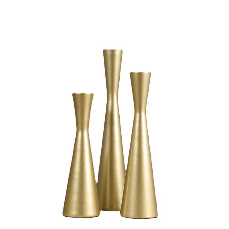 3pcs Vintage Taper Candle Holders Creative Hourglass Decorative Candlestick Holder For Dining Table
