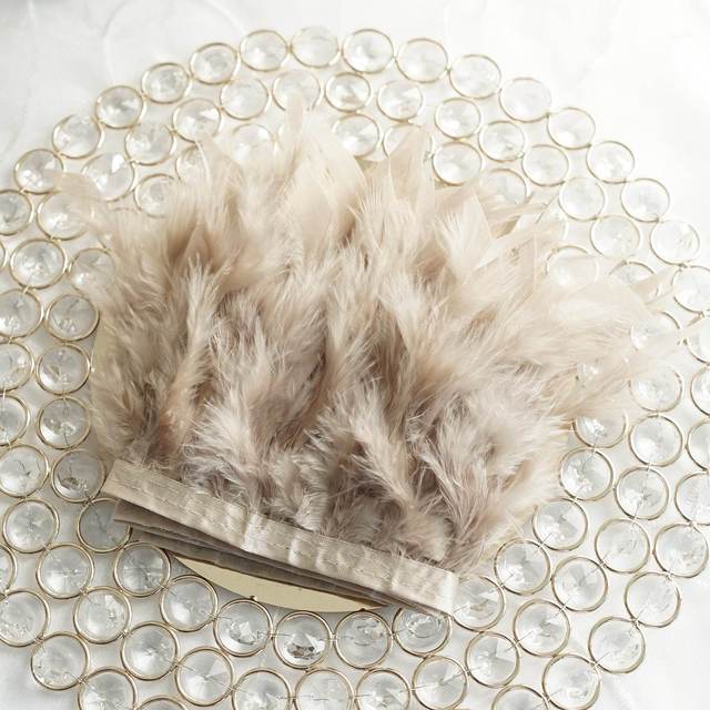 1M Multicolor Turkey Feather Trim Fringe Fluffy Stripped Plumas Ribbon 10-15cm Wedding Dress Clothes Crafts Sewing Decoration