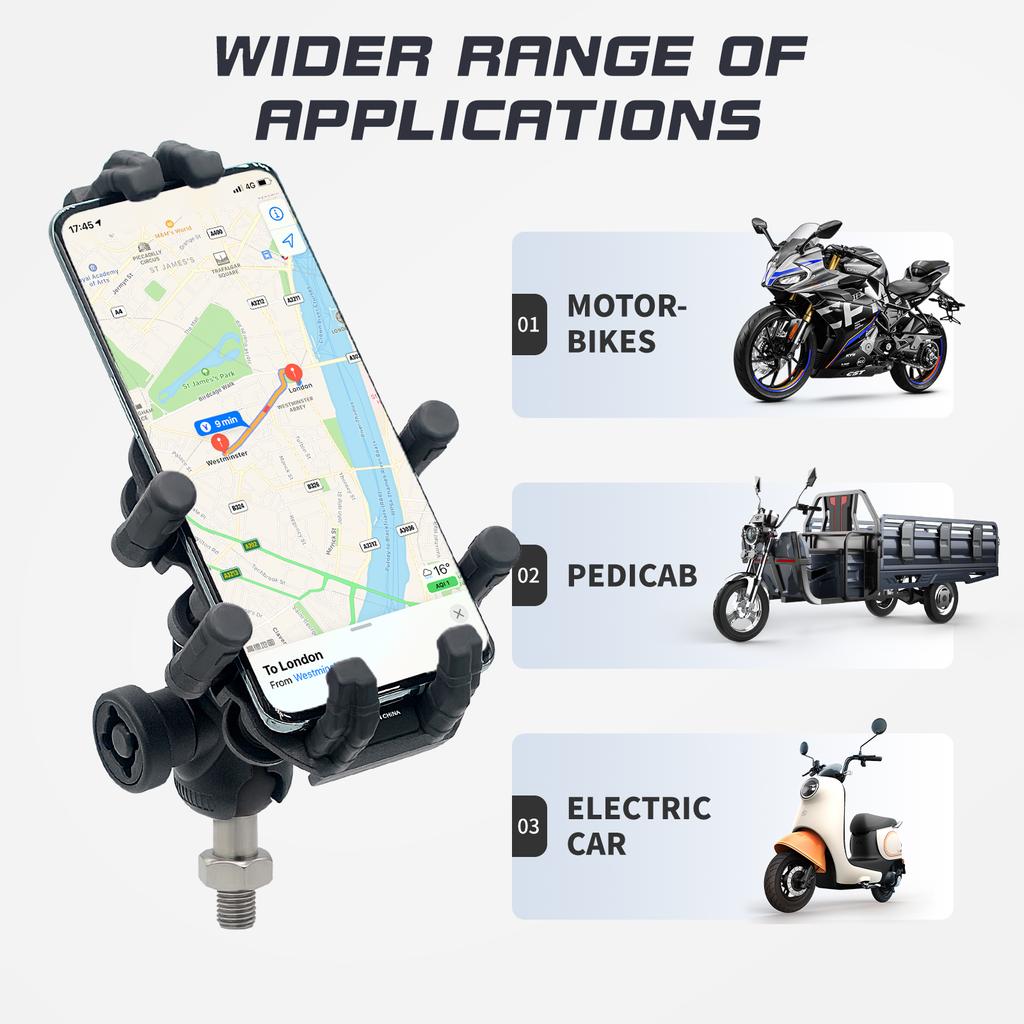 Держатель для телефона в горах для мотоцикла, улучшенная амортизация из автомобильного алюминиевого сплава, держатель для телефона для электромобиля, защита от кражи, модель M8/M10
