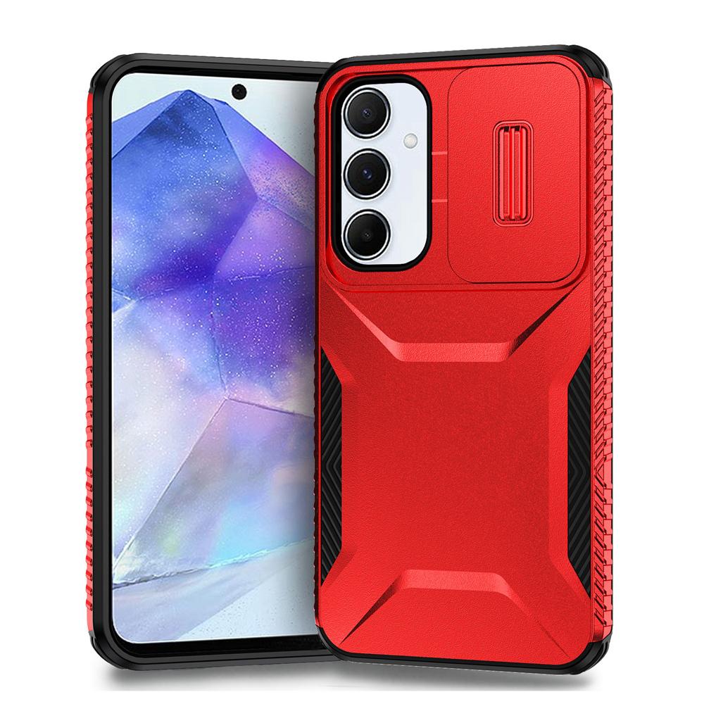Keysion Case For Shockproof Armor Samsung A55 5g A35 A25 Slide Push Pull Camera Lens Protection Phone Cover For Galaxy A15 A05