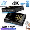 4K HDMI-Compatible Switch With IR Remote Control 3 Input 1 Output HDMI-compatible KVM Switcher Hub Adapter for Xbox PS4 DVD HDTV