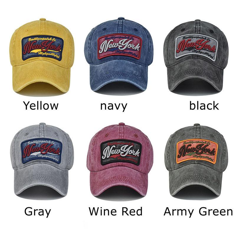 Хлопковая бейсболка New YORK с вышивкой крупными буквами, выстиранная и состаренная уличная солнцезащитная шляпа
