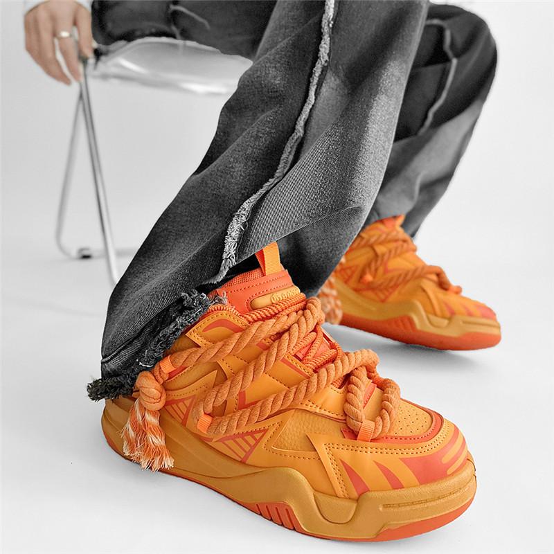 Модные тенденции дизайнерские оранжевые туфли для мужчин 2024 года модные мужские повседневные кроссовки уличная обувь для скейтбординга на платформе мужская обувь для хип-хопа