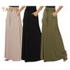 Женская макси-юбка с регулируемой завязкой, высокой талией, однотонная длинная юбка с карманами, повседневная рабочая юбка
