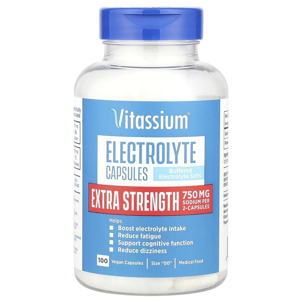 Vitassium Electrolyte Capsules, Extra Strength, Size "00", 100 Veggie Capsules