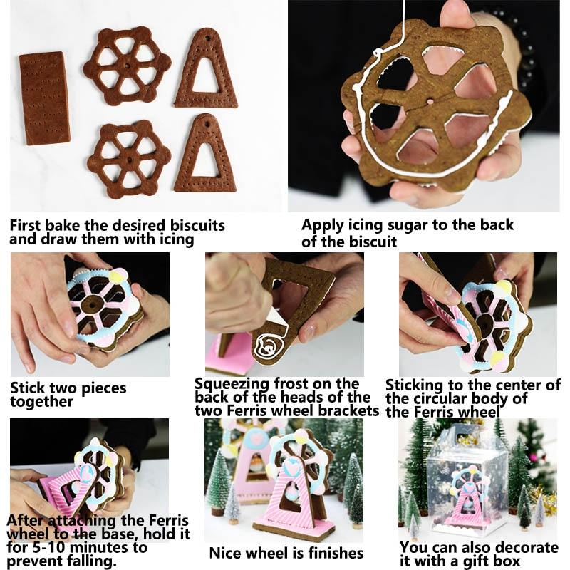 3Pcs/Set 3D Ferris Wheel Cookie Cutter Fondant Cake Baking Tool Mold Cake Decor Embossed Molds Baking Pastry Mold