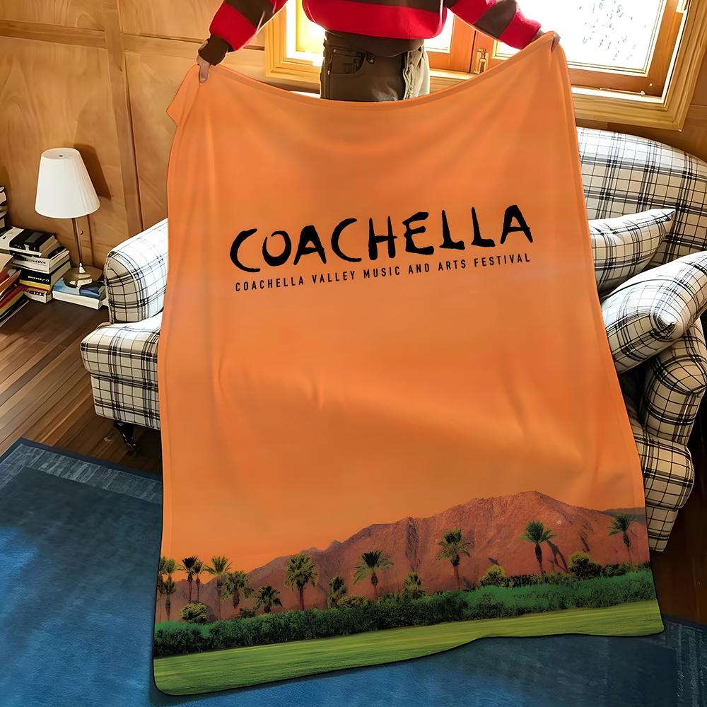 Фестивальная Фланелевая Плед-Покрывало C-Coachella Подходит для Диванов, Кроватей, Офисов, Путешествий, Туристических Стульев