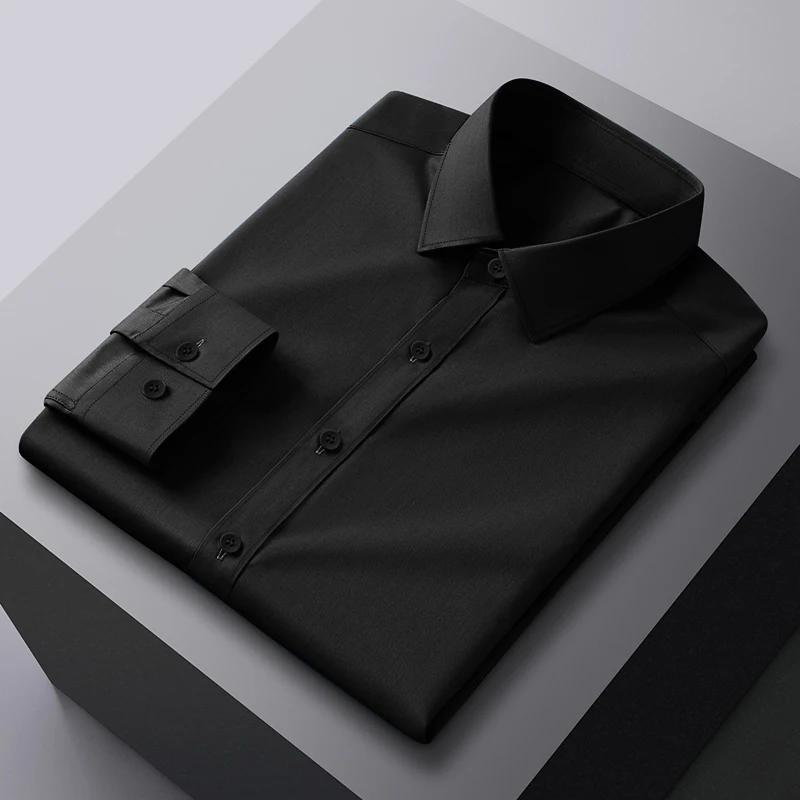 Мужская рубашка с длинным рукавом в стиле business casual, однотонная, устойчивая к сминанию, удобная, всесезонная, универсальный однотонный топ