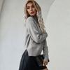 Women's Fall/winter Turtleneck Mid-length Striped Slit Slim-fit Sweater