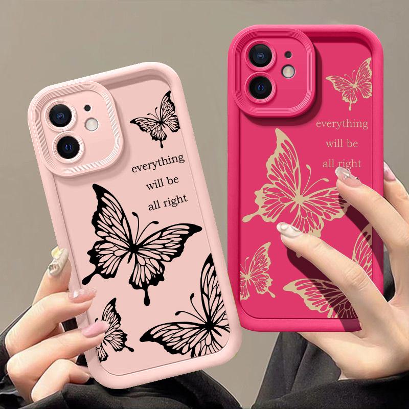 INS Retro Butterfly TPU Phone Case For iPhone 16 Pro 15 14 Plus 13 12 11 Pro Max Plus XS X XR 8 7 Shockproof Soft Bumper Back Cases Cover