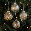 8cm Christmas Ornaments Ball Plastic Golden border Christmas ornaments Hanging grid painted Glitter Christmas Ball Pendant