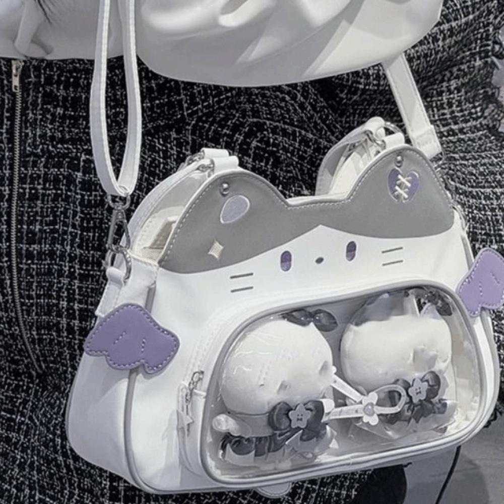 Cotton Doll Bag Kawaii Cat Itabag Zipper Bag Fashion Backpacks Portable Transparent Pocket Travel