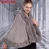 10 Colors Fashion Autumn Winter Thicken Warm Black Poncho Big Faux Rabbit Fur Ourstreet Wear Big Pendulum Cloak Soild Shawl Coat