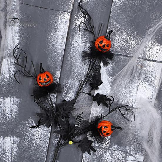 Украшение на елку из тыквы на Хэллоуин, реалистичный искусственный цветок, жуткий черный кленовый букет из тыквы, настольное украшение для домашнего офиса