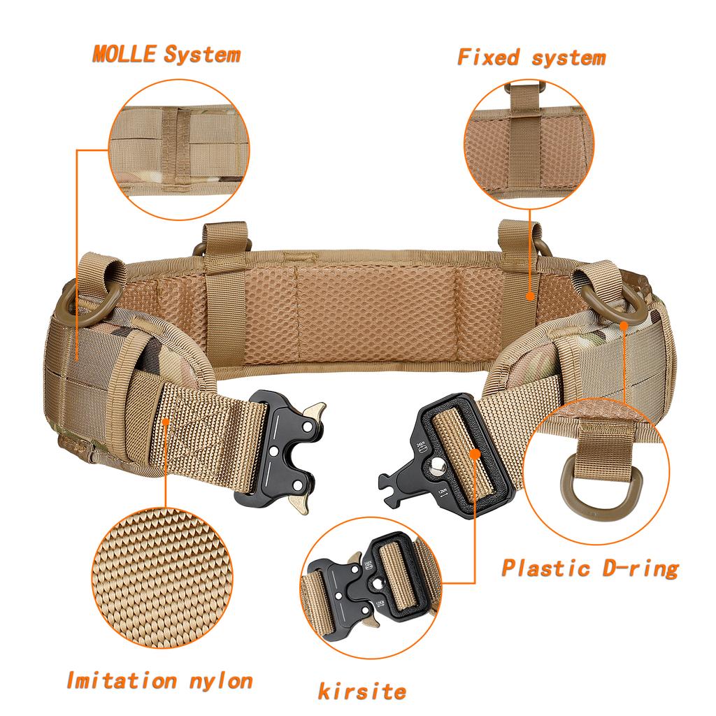 Military Tactical Adjustable Belt Outdoor Work Men Molle Battle Belt Army Combat CS Airsoft Hunting Paintball Padded Waist Belts
