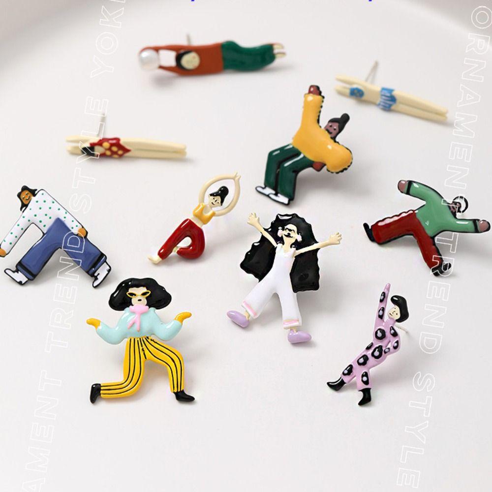Y2k Cartoon Girls Earrings Zinc Zinc Alloy Cute Earring Elegant Enamel Stud Earrings Vacation