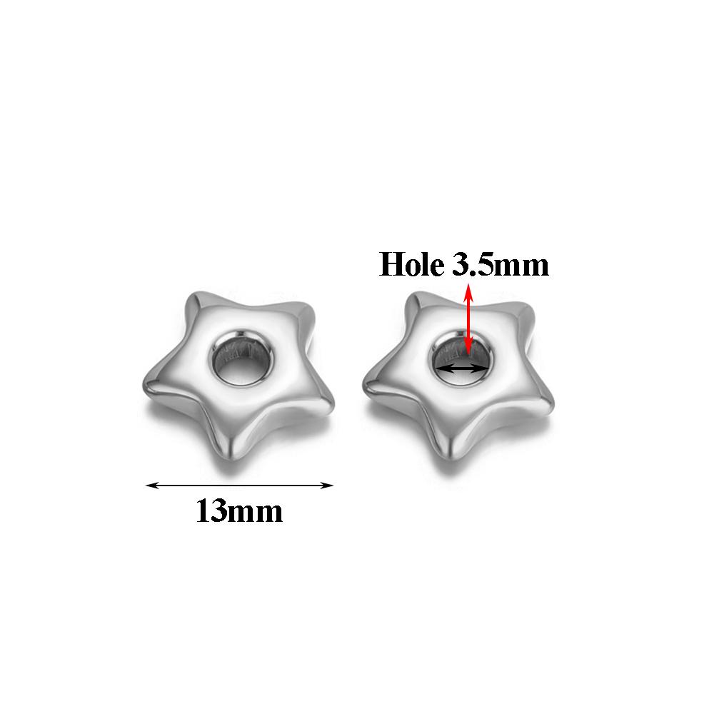 5pcs Gold Color Stainless Steel Big Hole Star Charms for DIY Jewelry Findings Necklace Bracelets Supplies Hoop Earrings Making
