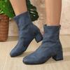 2024 Autumn Winter Women Boots Square Toe Chunky Heel Women Shoes Ankle Boots for Women Winter Platform Suede Shoes Zapatos