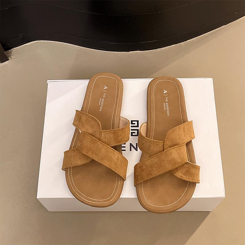 Мода 2025 Новые Летние Осенние Женские Сандалии с Перекрещенными Ремешками и Узлом, Нескользящие, На Плоской Подошве, Повседневные, Для Курорта, Пляжа, Отдыха на Открытом Воздухе, Гавайи, Однотонные Шлепанцы