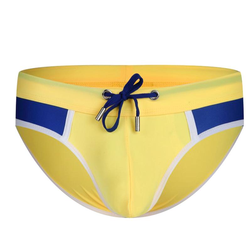 1Pc Color Blocked Sexy Men's Summer Dressing Digital Printing Comfortable Fabric Beach Swimsuit Lace Swimming Trunks