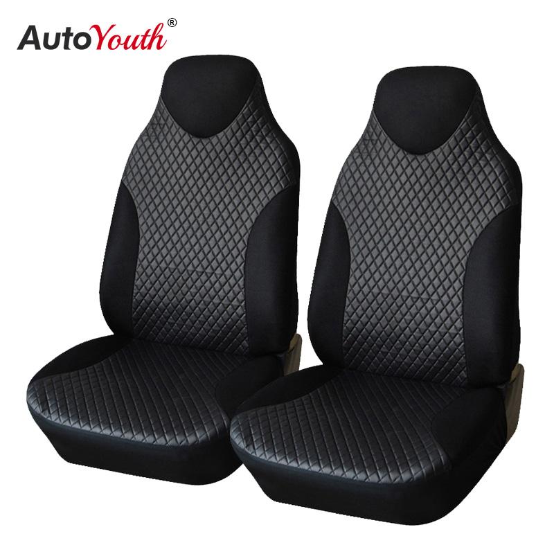 AUTOYOUTH чехлы на автомобильные сиденья из искусственной кожи, универсальные чехлы на сиденья с высокой спинкой, черные, 2 шт./компл., салон автомобиля