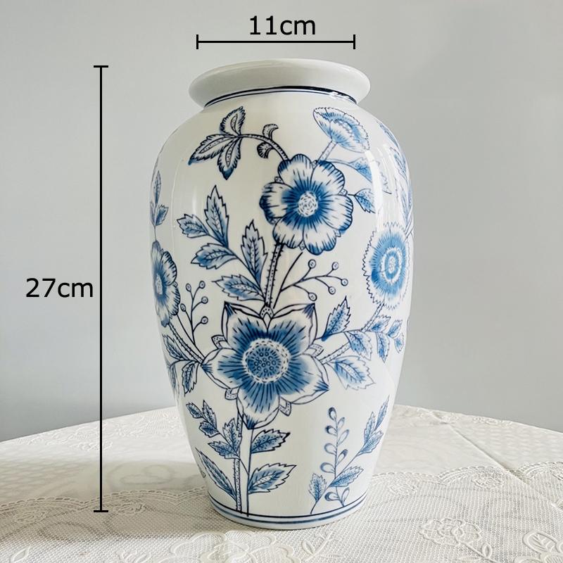 Blue and White Porcelain Vase Creative Vintage Plant Pots Table Decoration Flowers Arrangement Floral Vases Room Aesthetic Decor