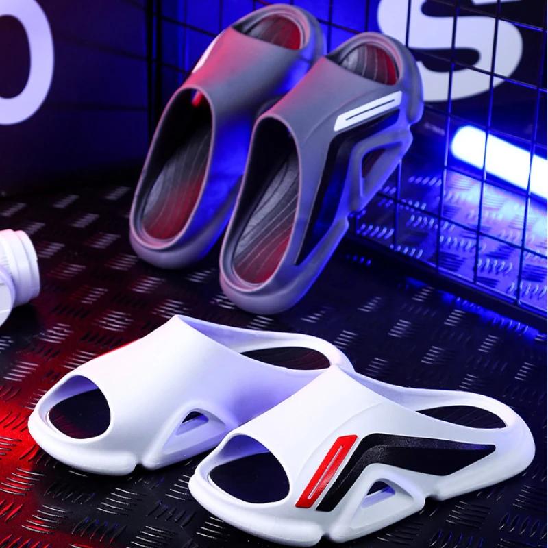 Мужские модные летние тапочки, спортивные тапочки на платформе, прочные тапочки для улицы, нескользящие, мягкие домашние тапочки для ванной комнаты на плоской подошве