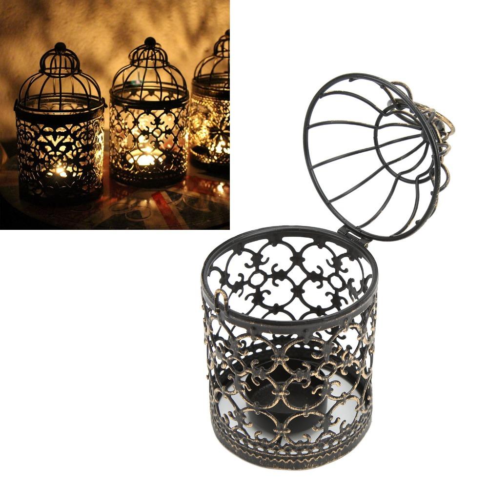 Brush Gold Vintage Candle Holder European Retro Hanging Candle Lantern Party Ambience