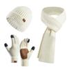3Pcs/Set Ear Protection Women Hats Scarf Gloves Set Warm Touchscreen Gloves Knitted Hat  Outdoor